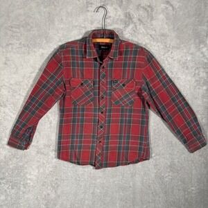 Brixton Heavy Flannel Button Up Mens Small Tartan Plaid Long Sleeve Shirt Cotton